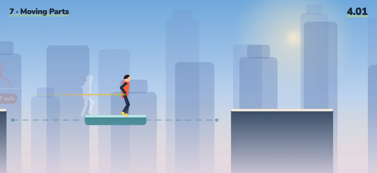 An athlete racing the translucent ghost of a previous run